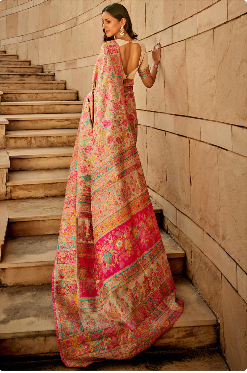Gulkaar Beige Modal Silk Saree