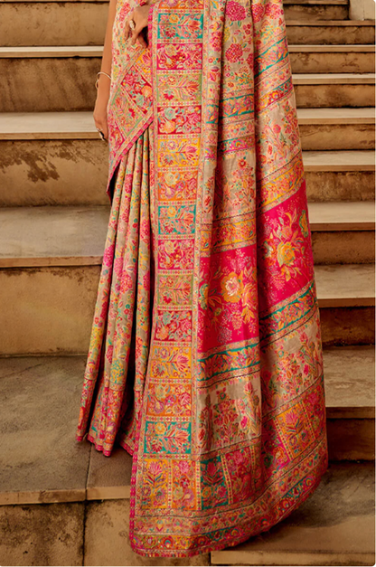 Gulkaar Beige Modal Silk Saree