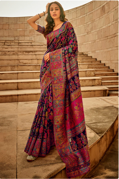 Gulkaar Blue Modal Silk Saree