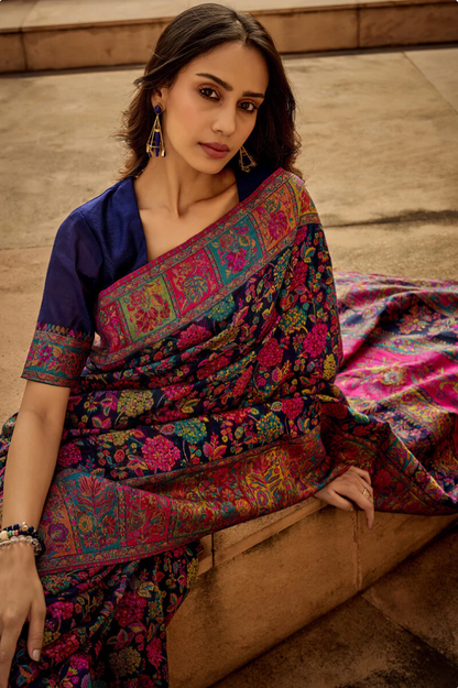 Gulkaar Blue Modal Silk Saree