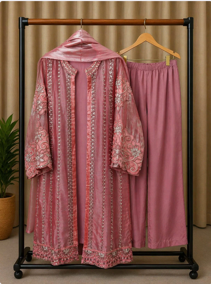 Sheesh Pink Straight Jacket Suit