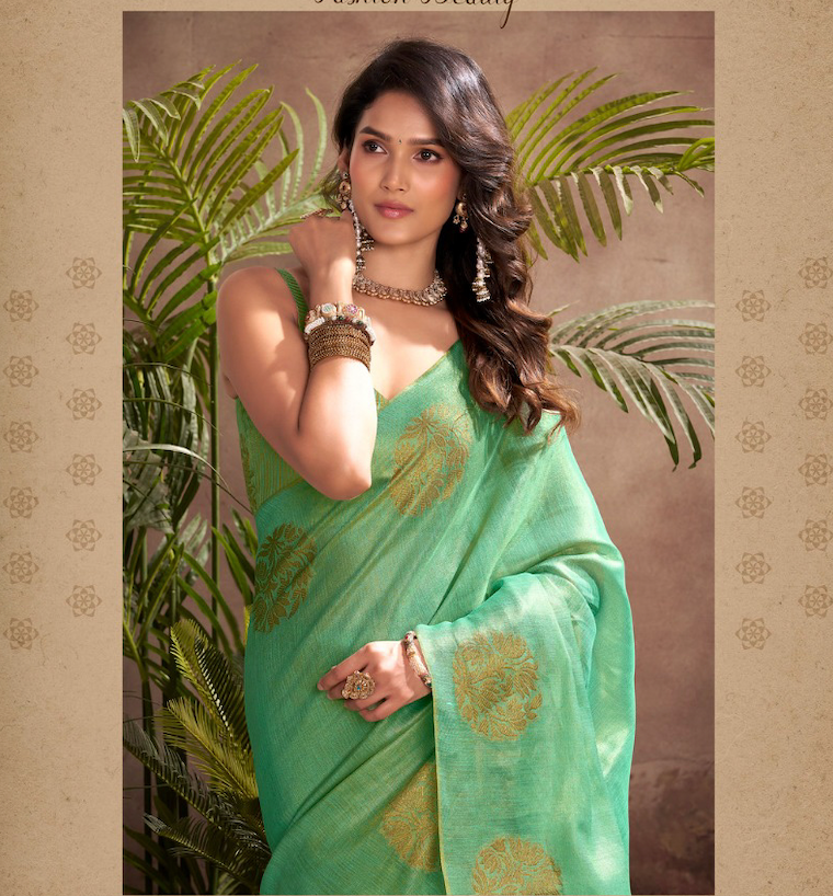 Kiran (Vol 1) Green Tissue Silk Saree