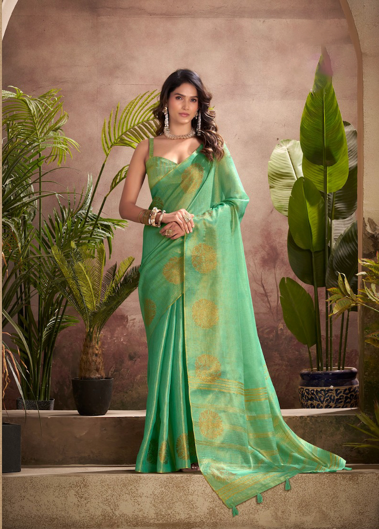 Kiran (Vol 1) Green Tissue Silk Saree