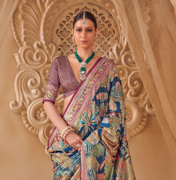 Saanj Blue PV Silk Saree