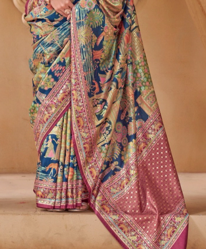 Saanj Blue PV Silk Saree