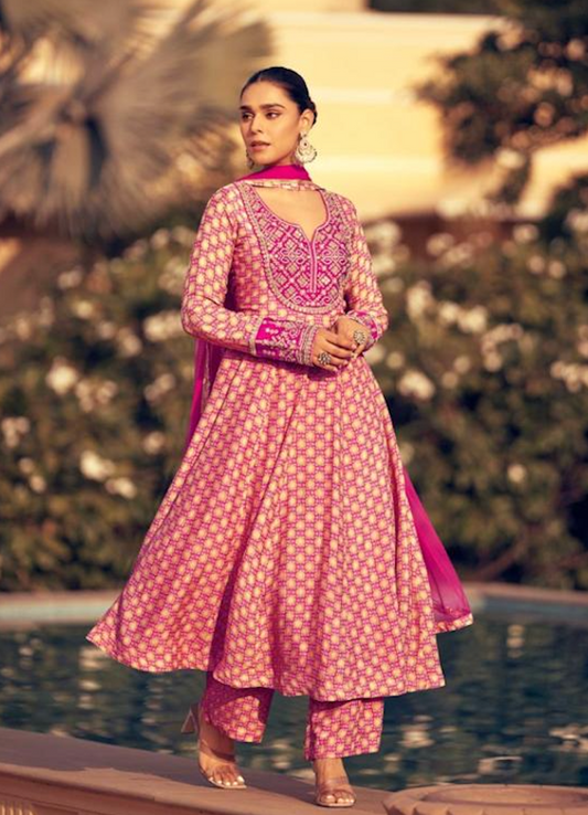 Ujwal Pink Anarkali Suit