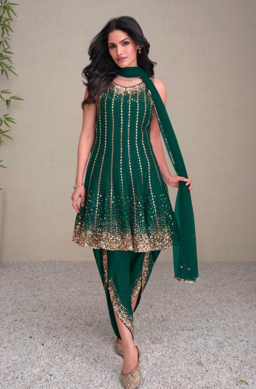 Matrut Mirage Green Dhoti Suit