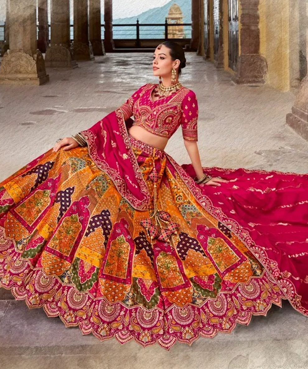 Matrut  | Vibrant Varanasi Couture Multicolor Lehenga Set