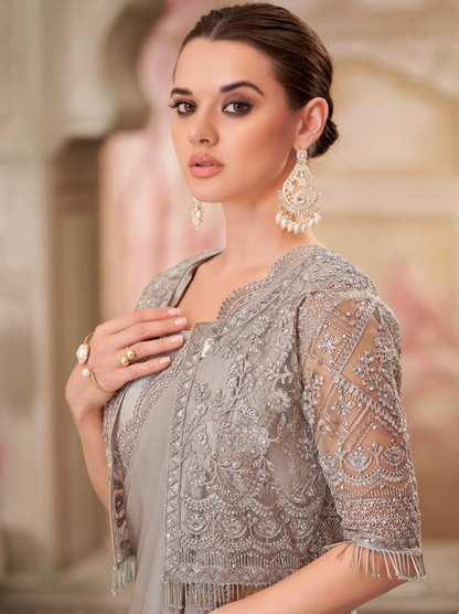 Matrut | Silver Screen Pearl Grey Saree