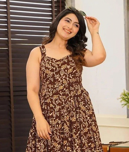 Matrut | Lemon Bloom Brown A-line Dress