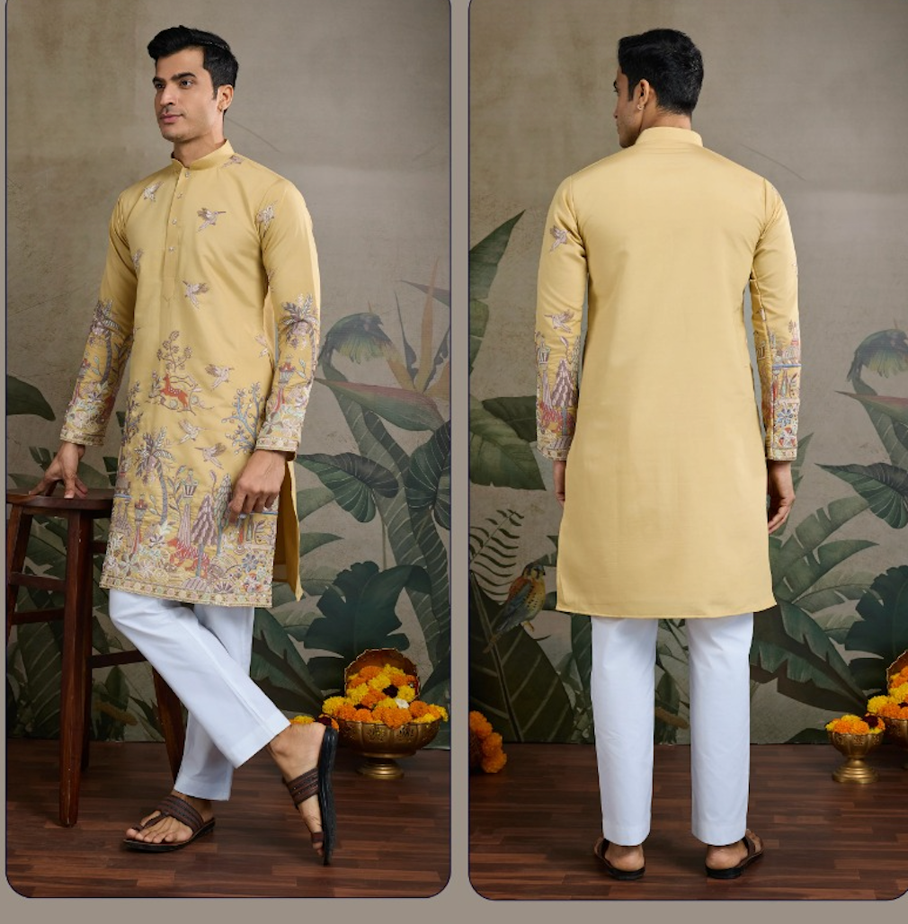 Matrut | Pixel Threads Yellow Kurta Set