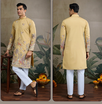 Matrut | Pixel Threads Yellow Kurta Set