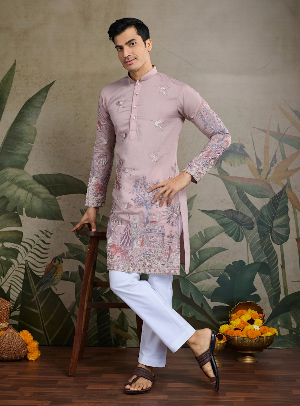 Matrut | Pixel Threads Light Pink Kurta Set