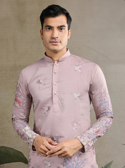 Matrut | Pixel Threads Light Pink Kurta Set