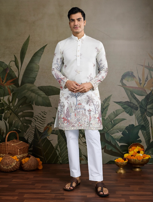 Matrut | Pixel Threads White Kurta Set