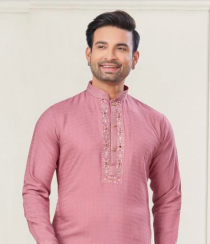 Matrut | Pure Weave Light Pink Kurta Set