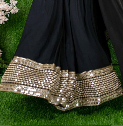Matrut | Amber Blaze Black-Gold Lehenga