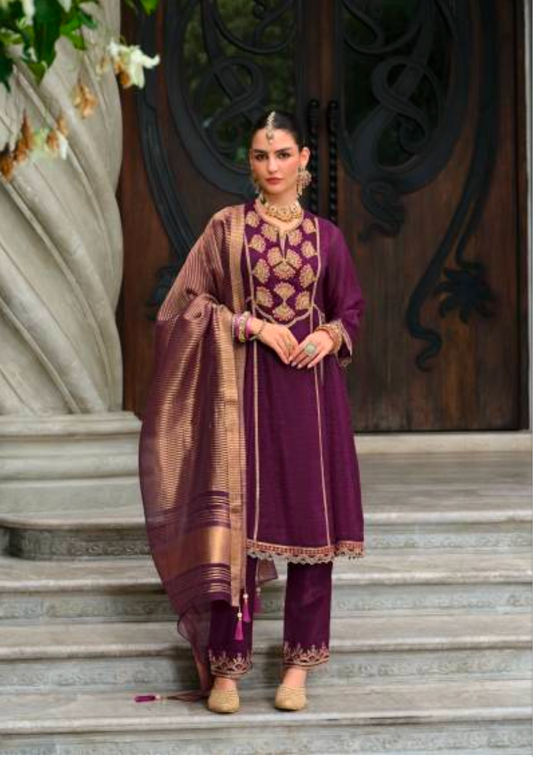 Matrut  | Karwa Wine Anarkali Suit