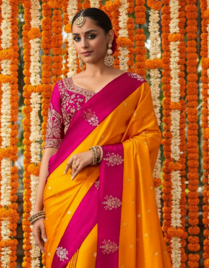 Matrut | Kalki Yellow-Pink Saree