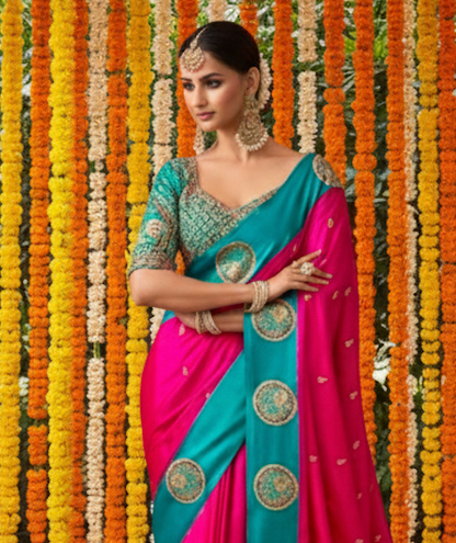 Matrut | Kalki Pink-Blue Saree