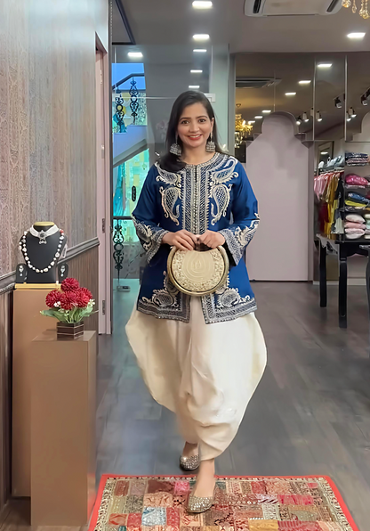 Matrut  | Noorani Royal Blue Dhoti Suit