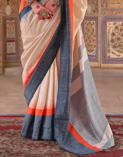 Pratishtha Orange Sigma Silk Saree