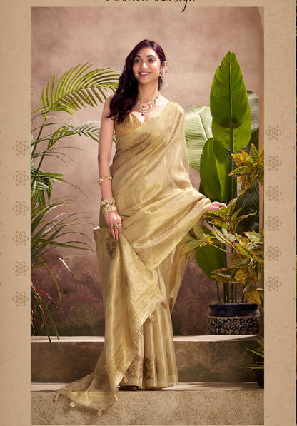 Kiran Soft Gold Tissue Silk Saree