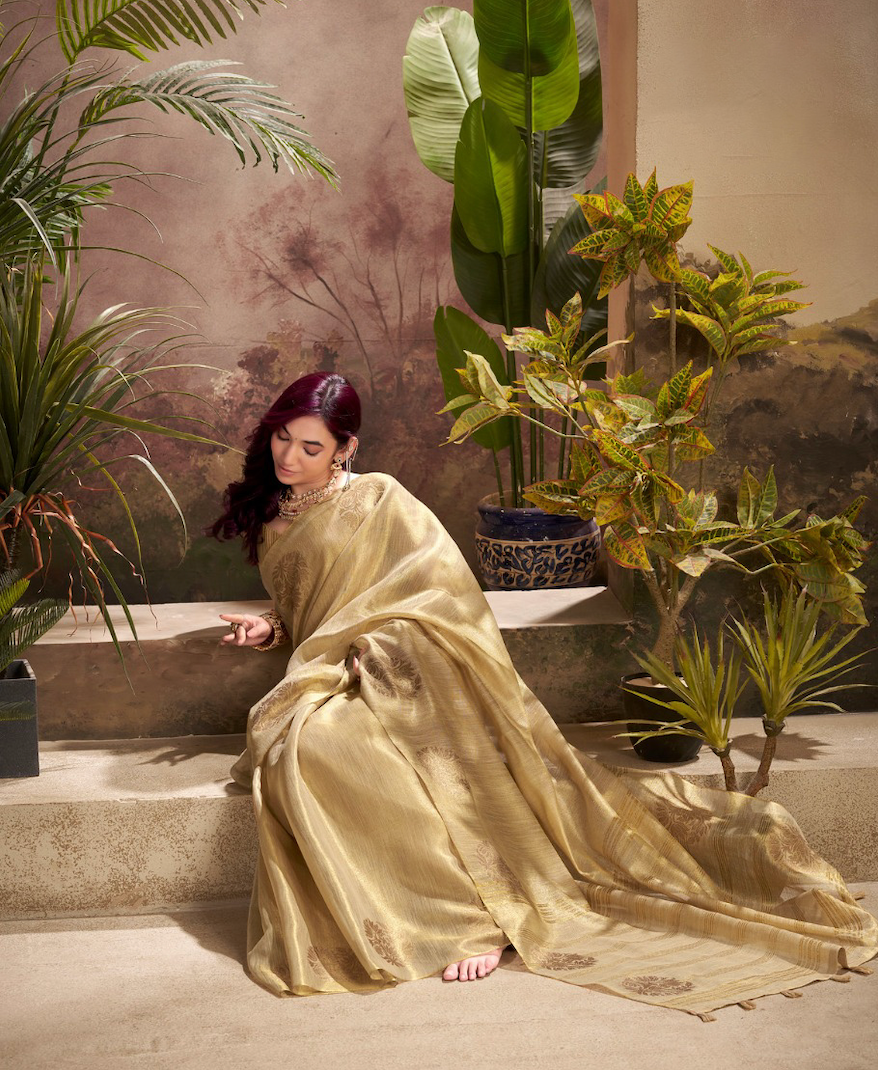 Kiran Soft Gold Tissue Silk Saree