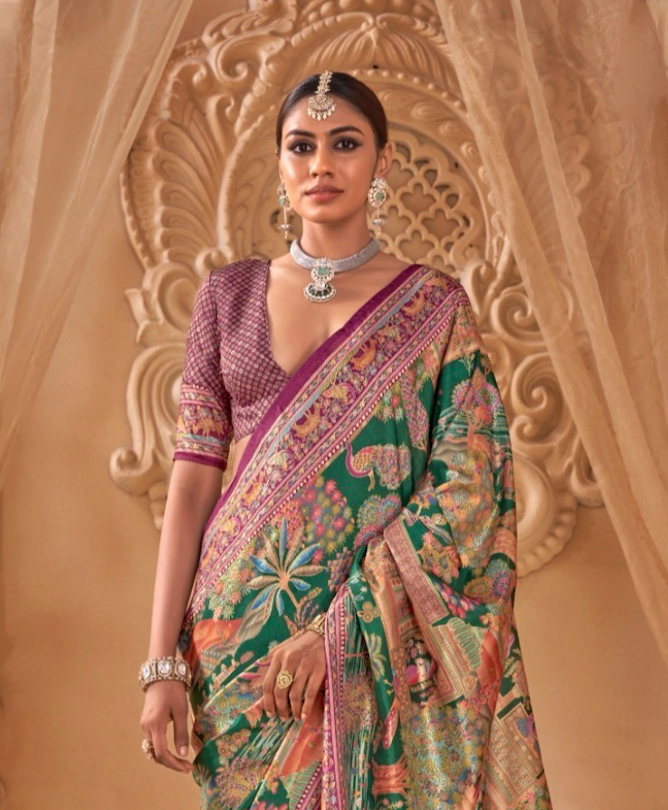 Saanj Green PV Silk Saree