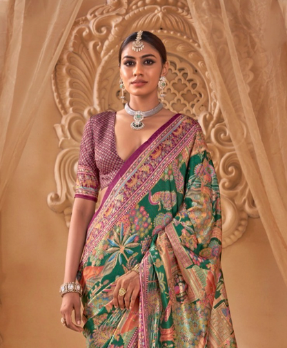 Saanj Green PV Silk Saree