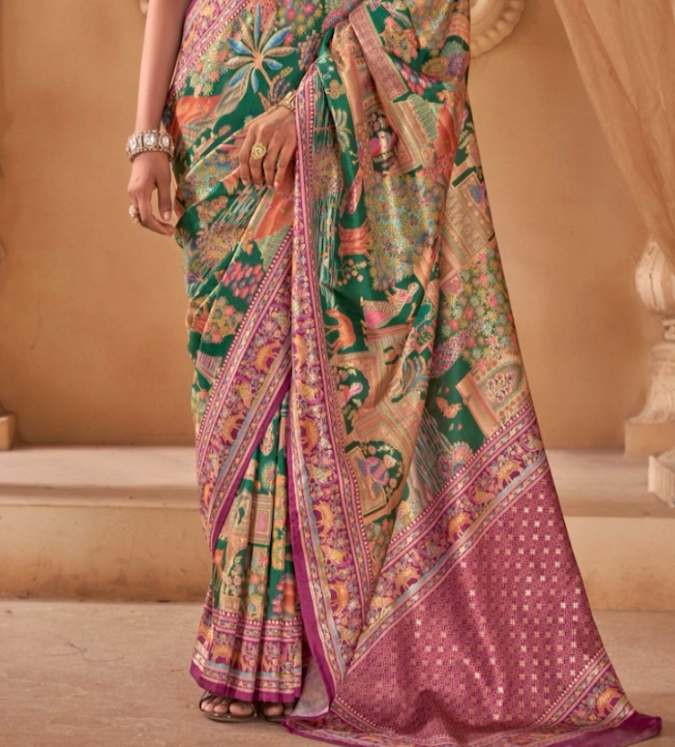 Saanj Green PV Silk Saree