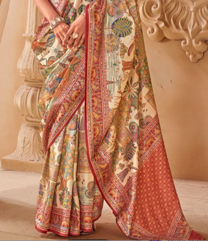 Saanj Ivory PV Silk Saree