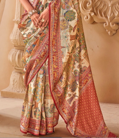 Saanj Ivory PV Silk Saree