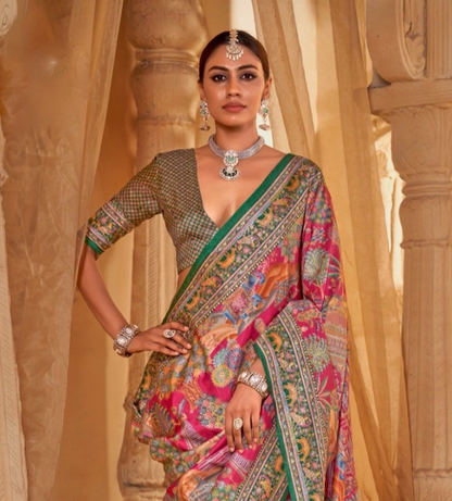Saanj Pink PV Silk Saree