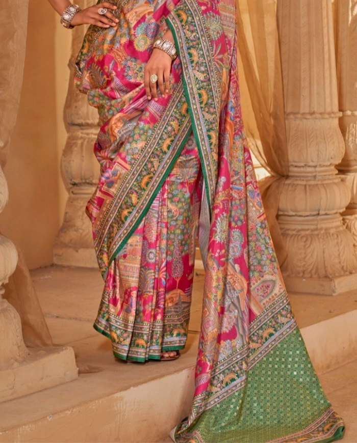 Saanj Pink PV Silk Saree
