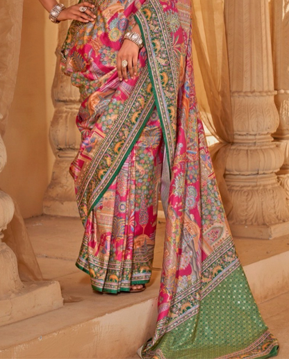 Saanj Pink PV Silk Saree