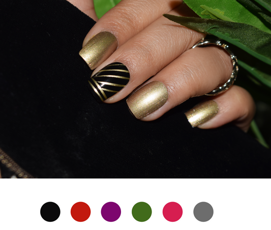 Gold Strokes Ethnic Nails