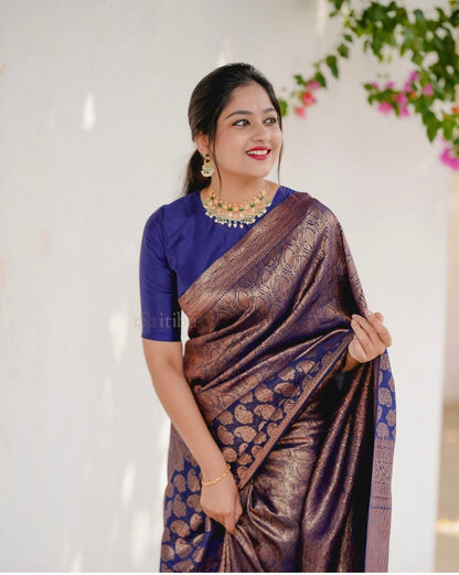 Matrut | Kishmish Indigo Silk Saree