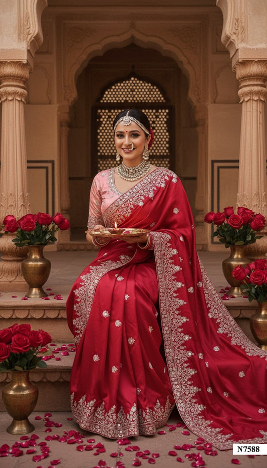 Matrut | Karwa Chauth Edit Red Saree - 010