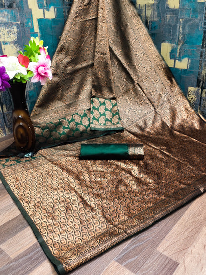 Matrut | Kishmish Green Silk Saree