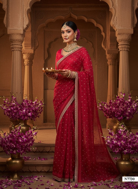 Matrut | Karwa Chauth Edit Red Saree - 001