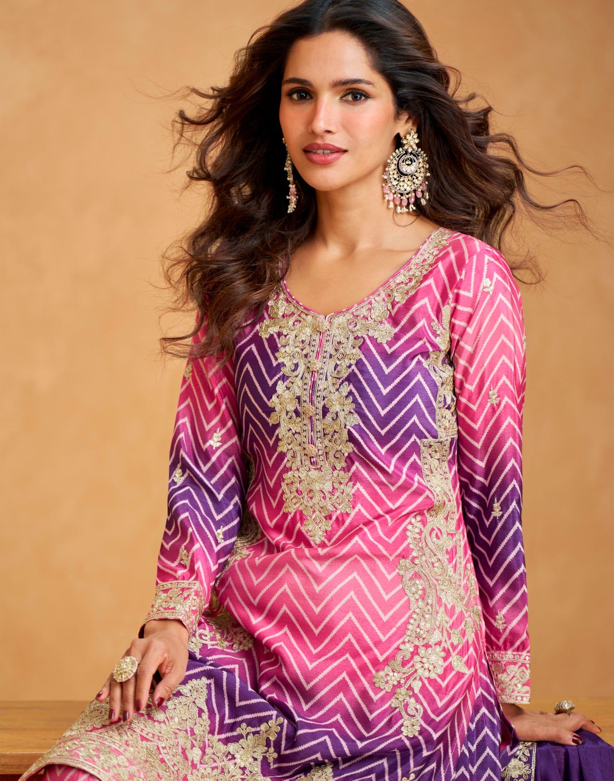 Matrut  | Prismatic Elegance Pink Sharara Suit