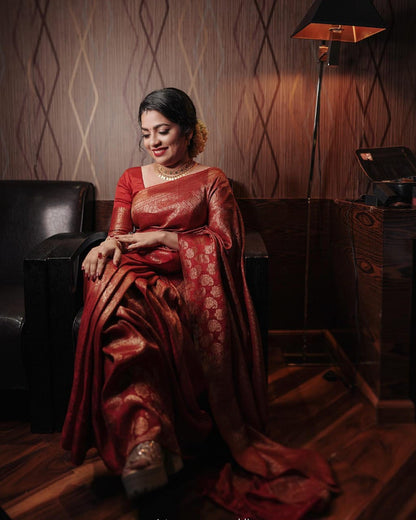 Matrut | Kishmish Red Silk Saree