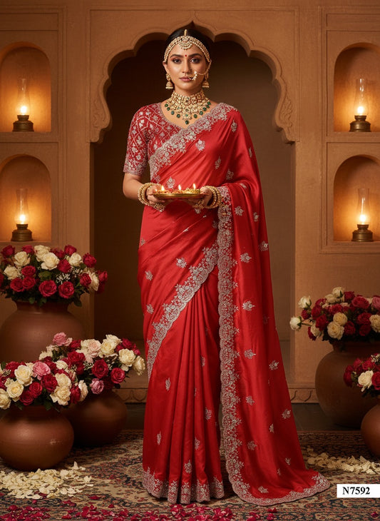 Matrut | Karwa Chauth Edit Red Saree - 013