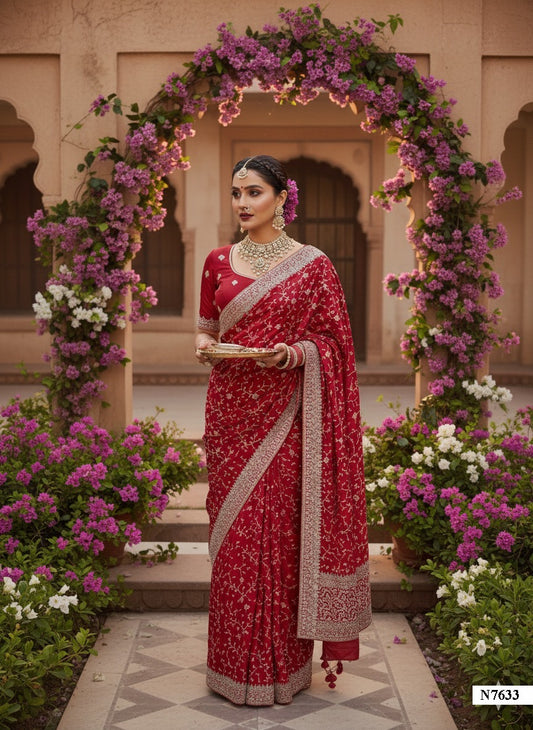 Matrut | Karwa Chauth Edit Red Saree - 008