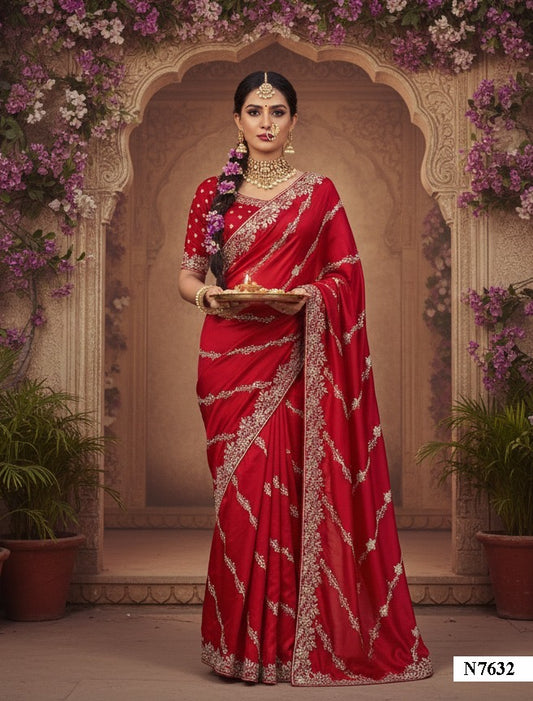 Matrut | Karwa Chauth Edit Red Saree - 014