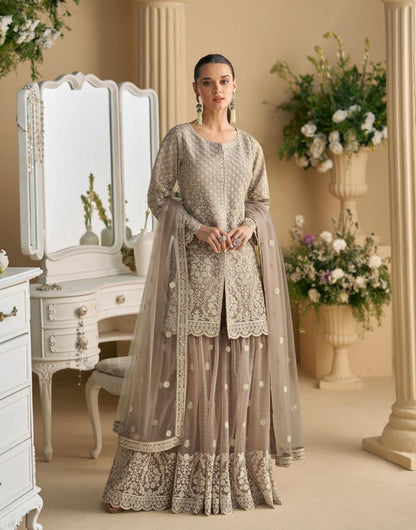 Matrut  | Sana Taupe Sharara Suit