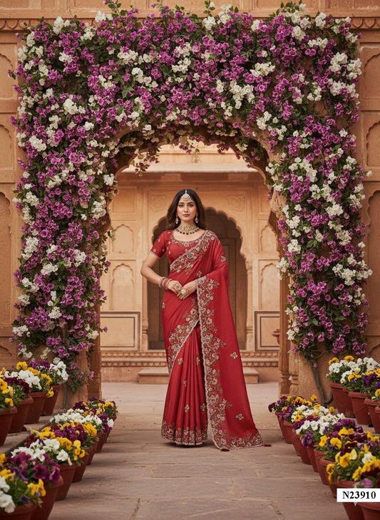 Matrut | Karwa Chauth Edit Red Saree - 006