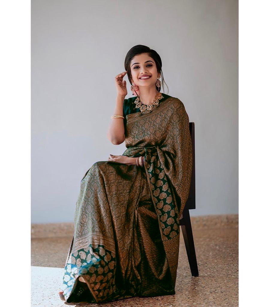 Matrut | Kishmish Green Silk Saree