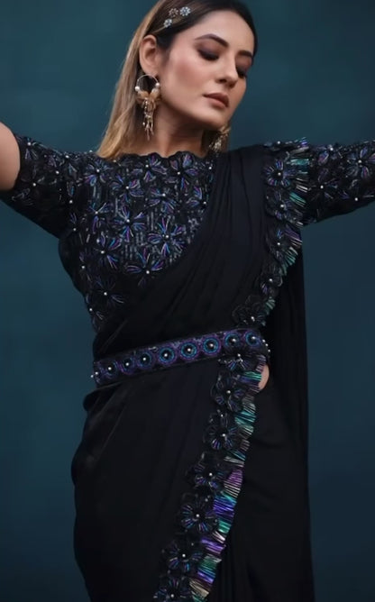 Matrut  | 1 min Saree Black Moet Glam